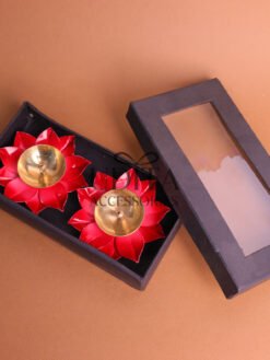 Brass Lotus Diyas  with box (set-2)