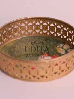 Metal Pichwai Tray Green