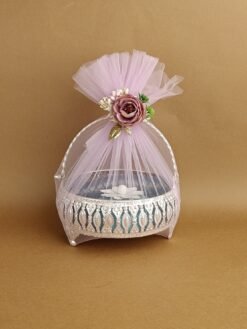 Pichwai German silver basket hamper - 6 inch