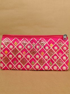 Designer Embroidered pouch with zipper