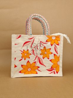 Eco friendly jute bag with zip closure