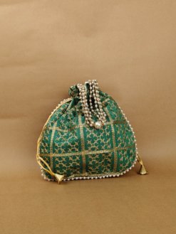 Golden Embroidery Design Potli Bag