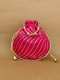 Potli bag with golden lace work