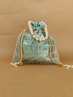 Raw silk heavy work potli bag